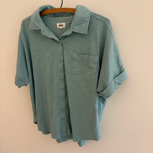 Pact Organic Cotton Short Sleeve Button Down Top - Picture 3 of 8